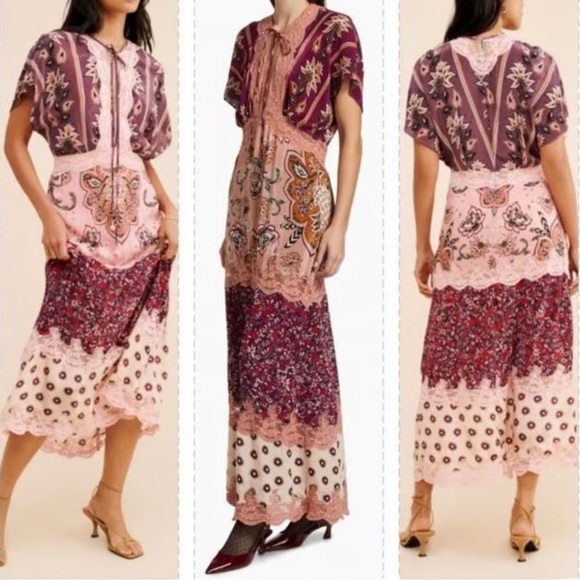 Farm Rio Glam Tapestry Laces Short-Sleeve Maxi Dress - Picture 7 of 16